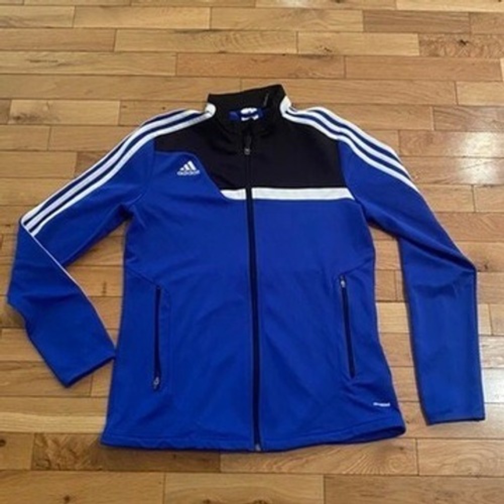 Adidas Climacool Track Jacket Womens Medium Royal Blue Black Full Zip Stripes